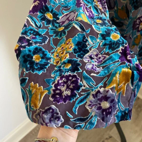 Soft Surroundings Velvet Burnout Floral Long Sleeve Kimono Top Medium Fairy Goth - Picture 2 of 8